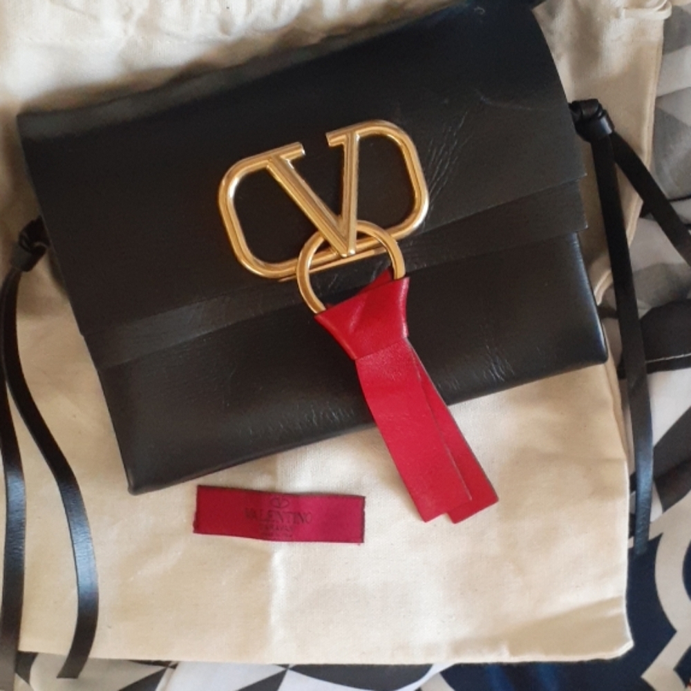 Valentino small black vring calfskin cross body